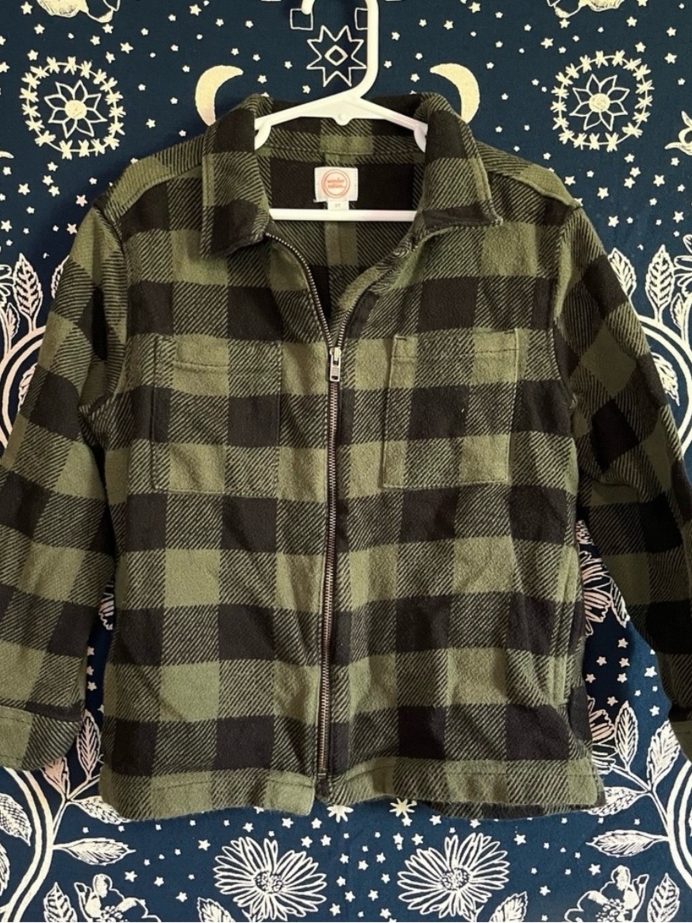 wonder nation Green and Black Buffalo Plaid Zip Jacket